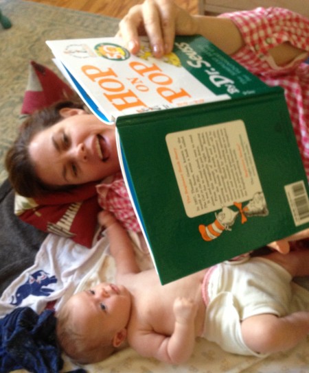 Reading Dr. Seuss' Hop on Pop with Maeve this week