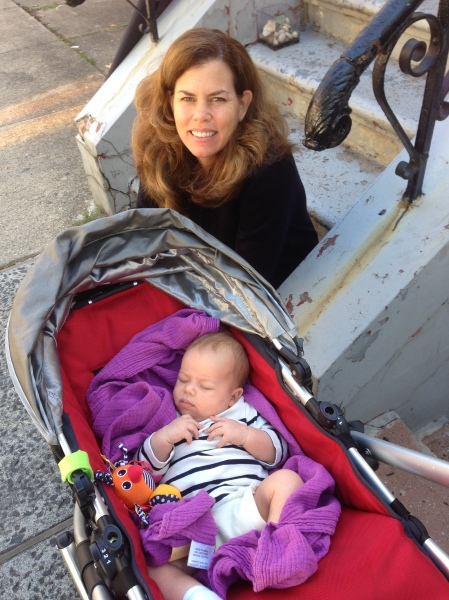 Getting going - Carrie, Maeve and stroller - ready for our first trip into the big city.