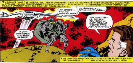 Reed Richards' anti-cosmic flying wing device, from Fantastic Four No. 60, page 19, panel 3. Image from readrant