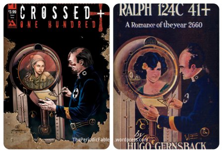 Crossed Plus One Hundred No.1, future tense variant cover (left) which is an homage to Ralph 124c 41+ cover (right.)