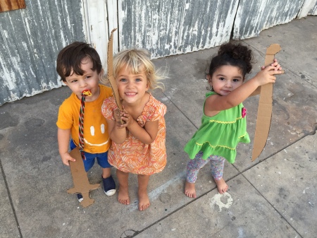 The neighborhood posse: Silvio, Maeve and Juliana earlier this month